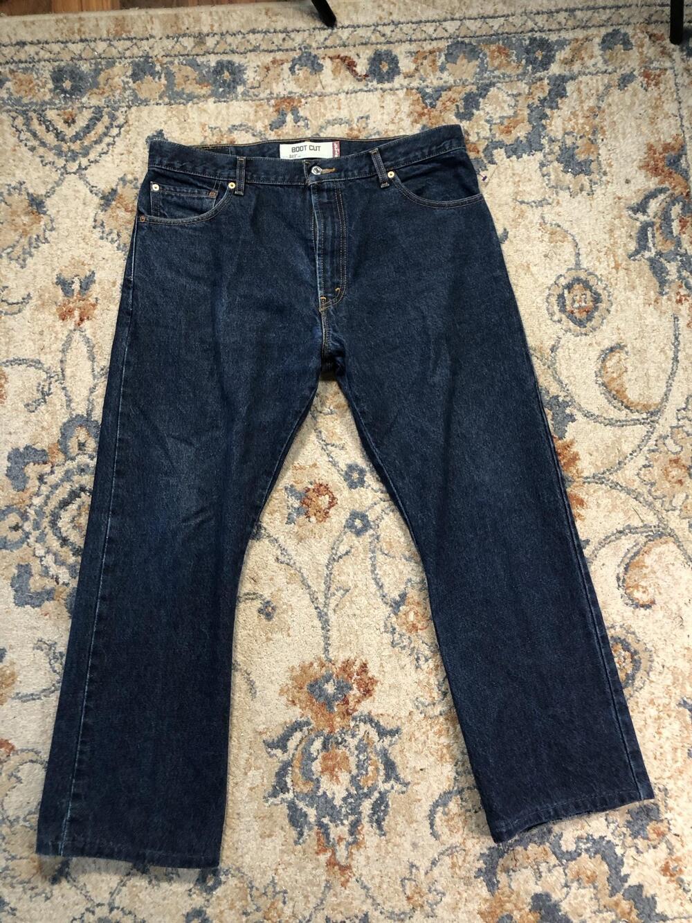 Levis 517 Jeans Mens 36x30 Blue Dark Wash Slim Bootcut Denim Pants Casual